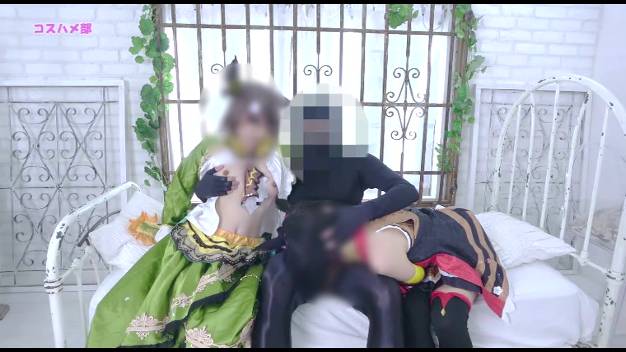 【秘密のウ〇ぴょいコスプレオフパコ】３Pウ〇ぴょいキ○サンブラック勝負服コス編！仲良しレイヤーちゃん達と濃厚中出しエッチ！ サンプル画像